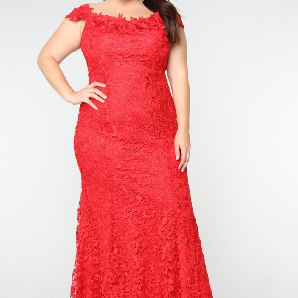 Red lace maxi gown